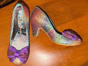 Irregular Choice Nick of Time Rainbow Glitter Bow Heels Size 40